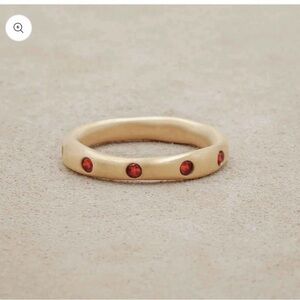 Chic Gold Women's Band Ring aquamarine stone